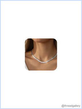 Silver Plated Herringbone Necklace 3mm Snake Chain Choker 20in